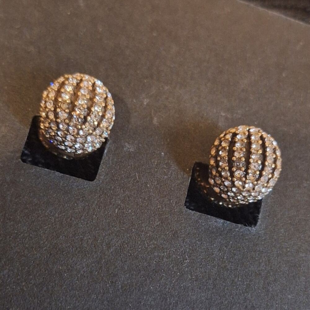 J. Crew Earrings Rhinestone Gold Ball Hoops Retro Evening Party Going Out - Picture 4 of 5